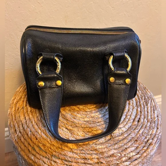 MCM Mini Boston Black Satchel with Gold Accents - Picture 8 of 15